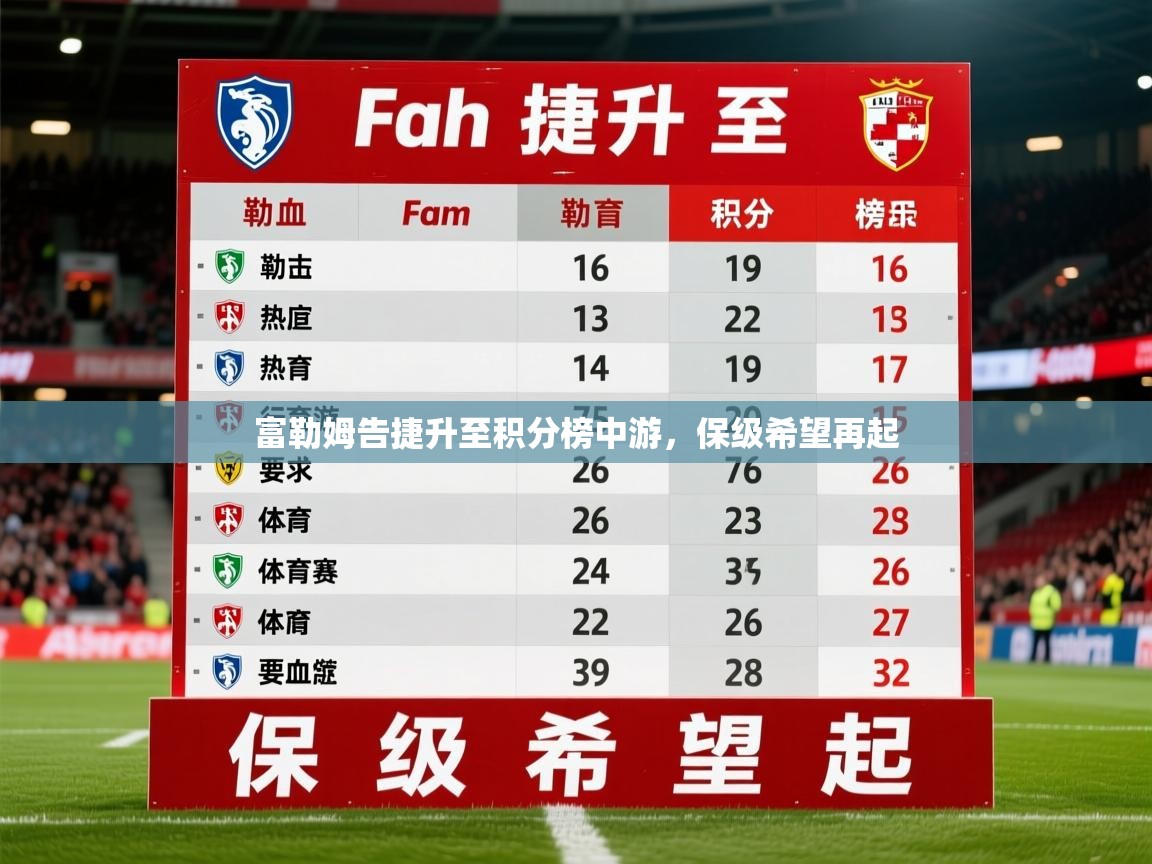 富勒姆告捷升至积分榜中游，保级希望再起  第2张