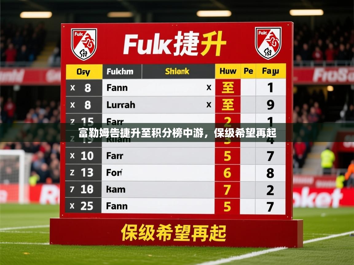 富勒姆告捷升至积分榜中游，保级希望再起  第3张